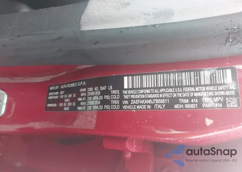 2018 Alfa Romeo Stelvio Awd z USA, uszkodzony, nr VIN ZASFAKAN6J7B69811